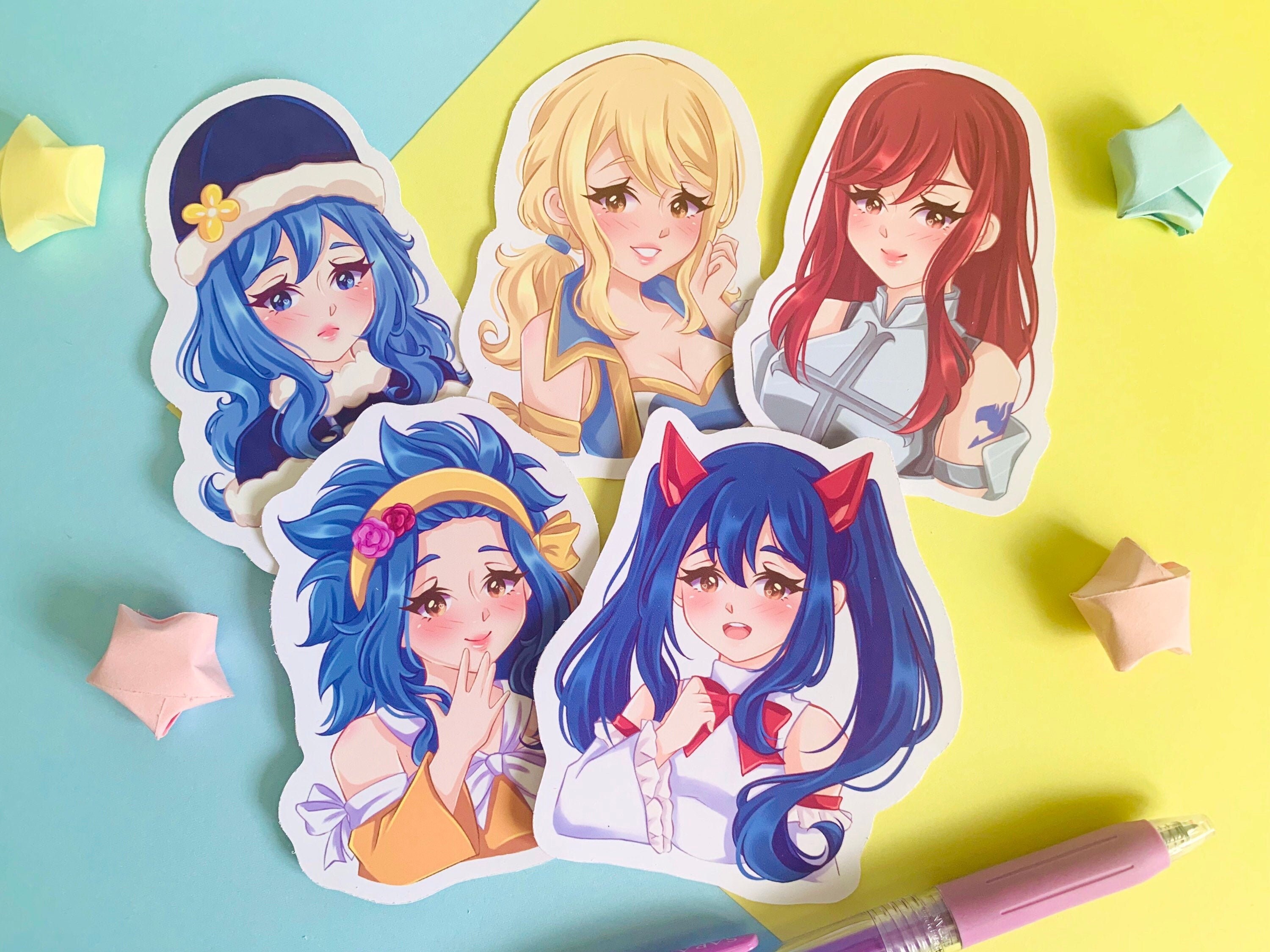 Fairy Tail Sticker Set Lucy Erza Juvia Levy Wendy 5 Etsy Fairy Tail Sticker Set Lucy Erza Juvia Levy Wendy 5 Etsy