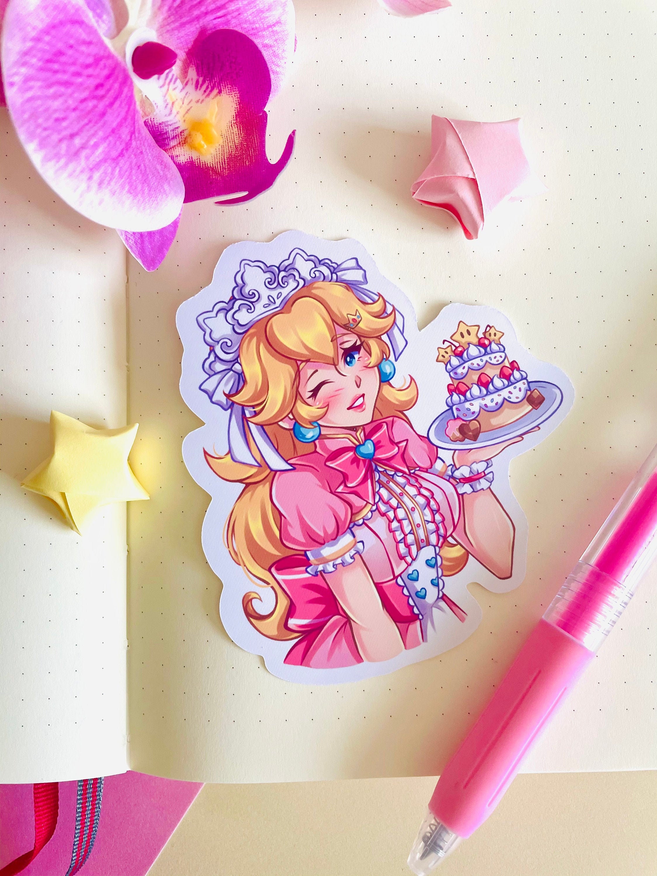 Princess Peach Café Maid Edition Vinyl Sticker Super Etsy UK