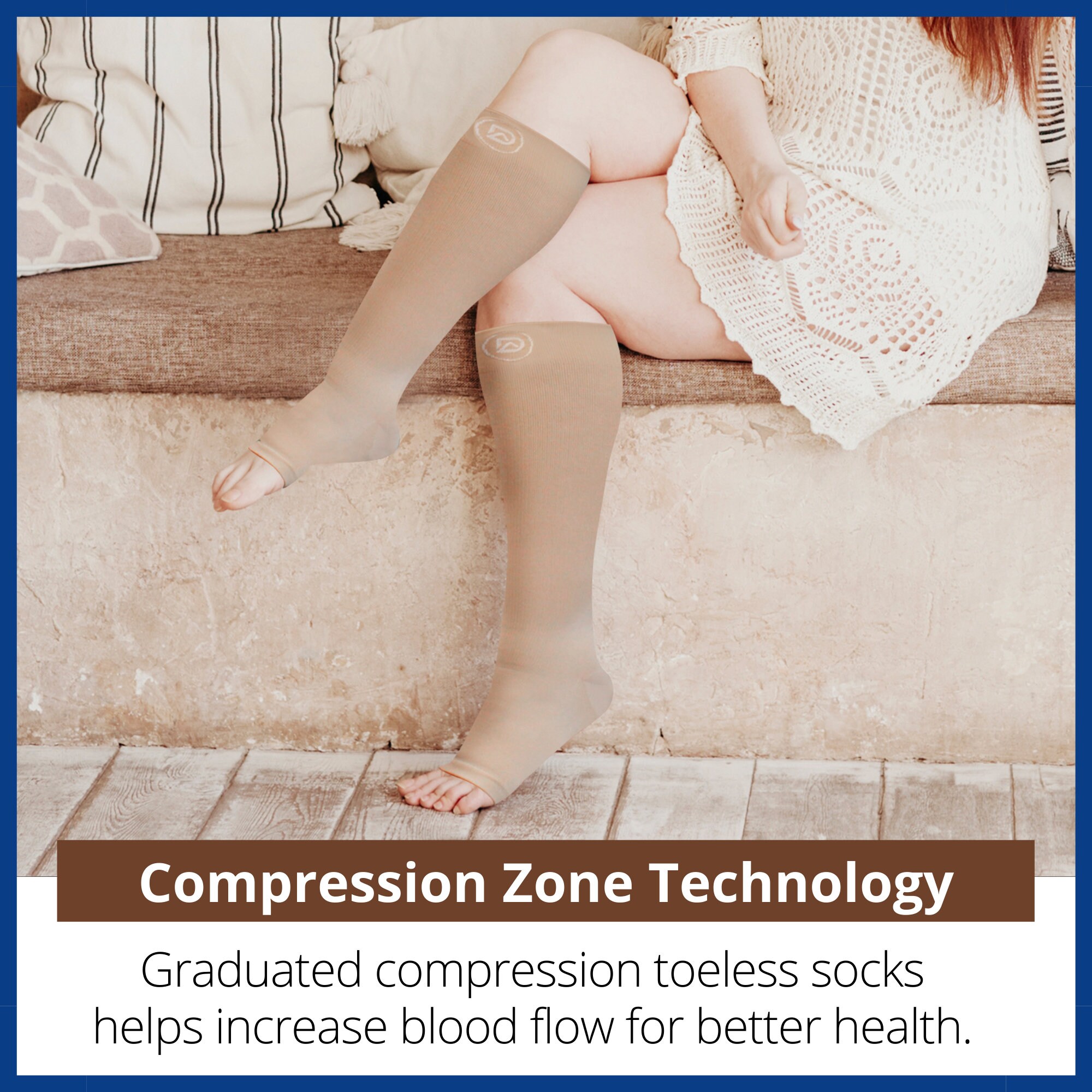 Dominion Active Wide Calf TOELESS Compression Socks Open Toe Toe Out