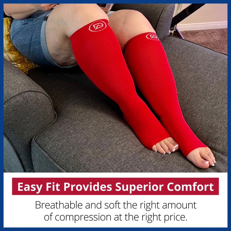 Dominion Active Wide Calf TOELESS Compression Socks Open Toe Toe Out