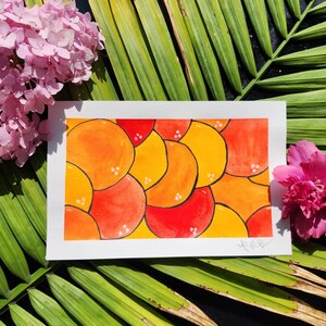 Original Watercolor Painting, Orange Bubble Blob