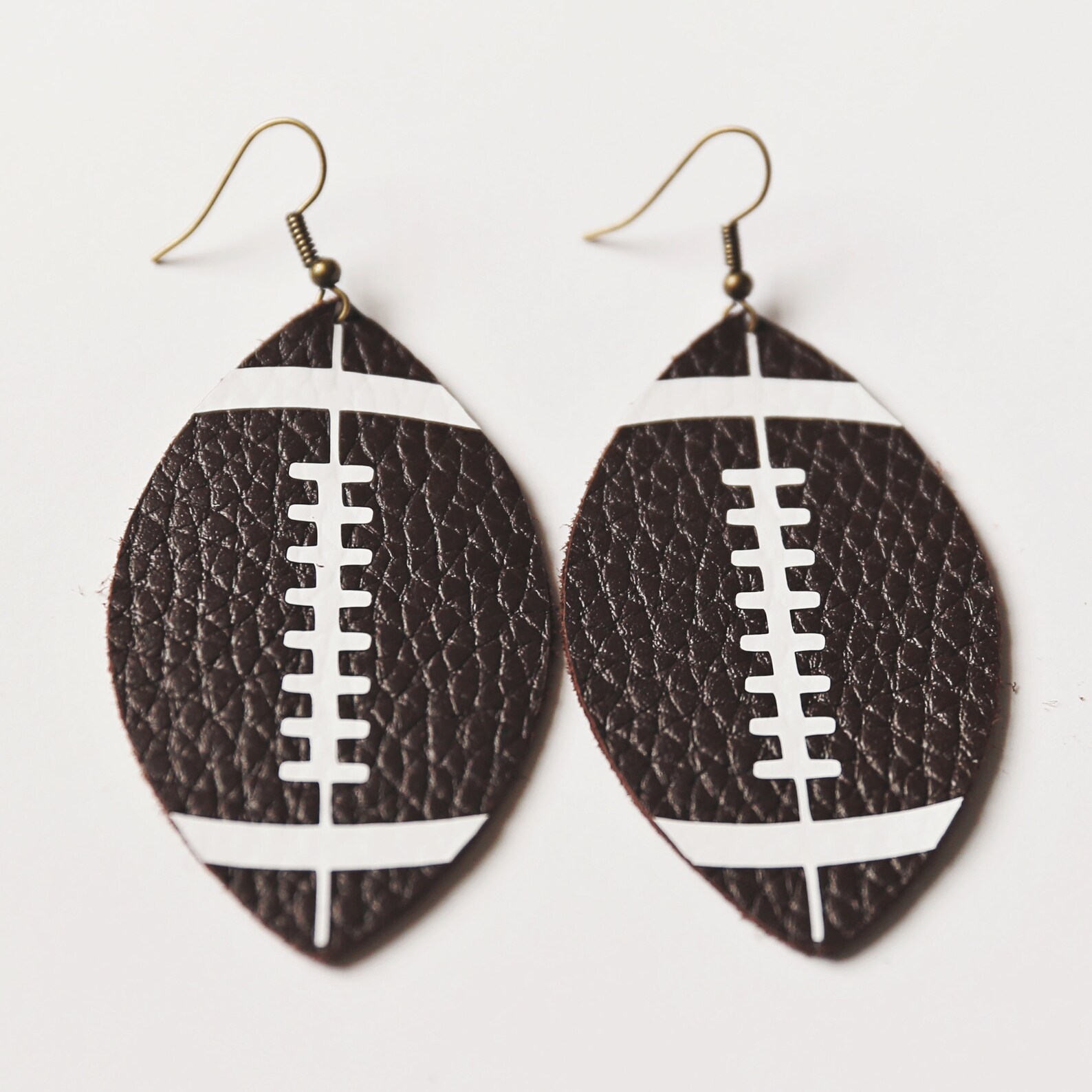 Leather Football Earrings Etsy