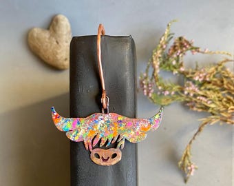 Handmade Enamel Copper Highland Cow Bookmark, Scottish Gift, Book Lover Accessory