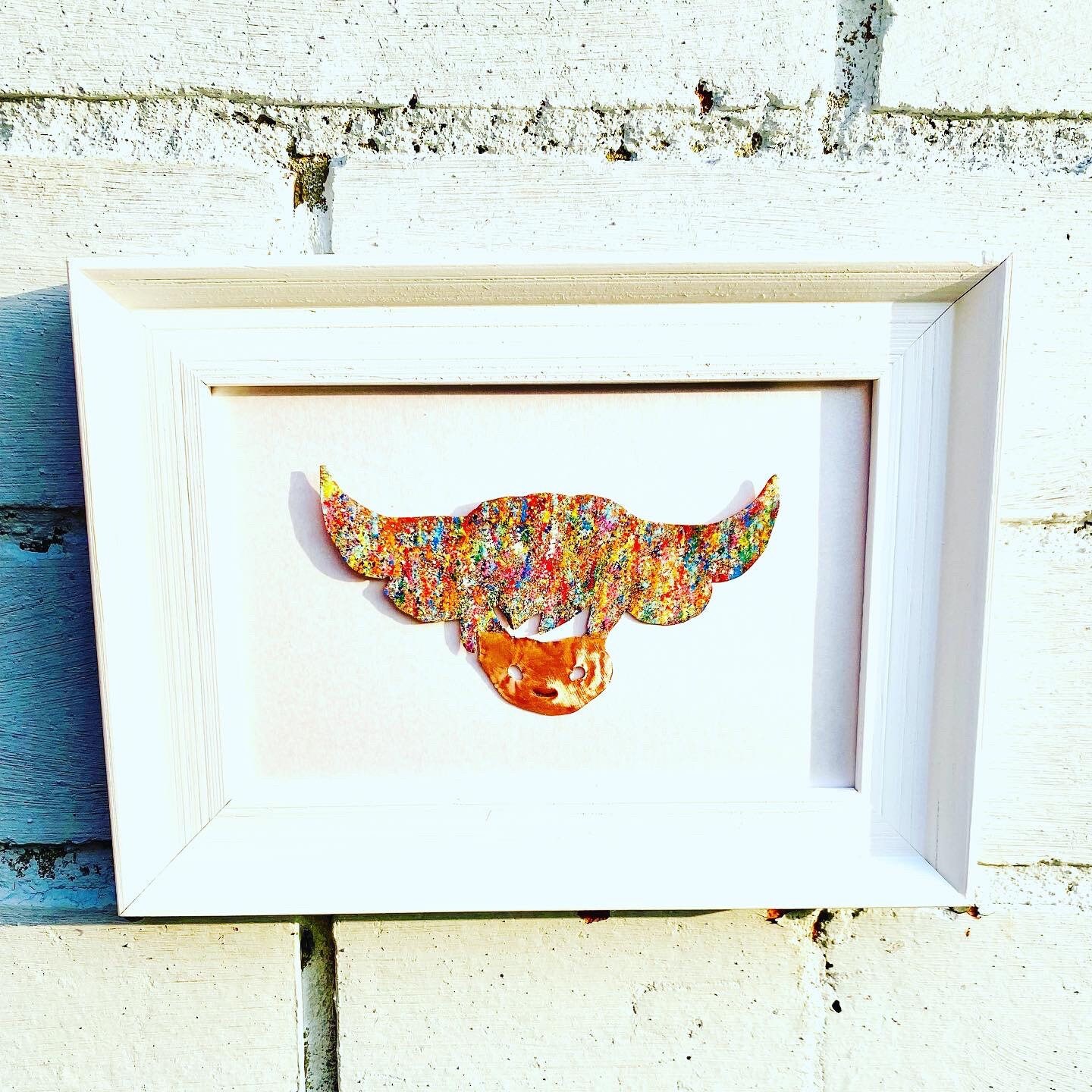 Vintage Metal Scottish House Sculpture Wall Art Original Matted and