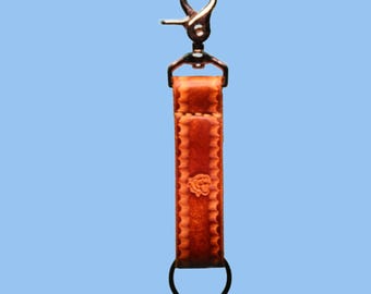 Handmade Full Grain Leather Keychain, Belt Clip Key Fob