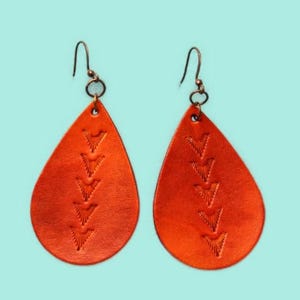 Leather Earrings/Teardrop earrings/Western Earrings/Unique Earrings/Tooled Earrings/Stamped earrings, 23