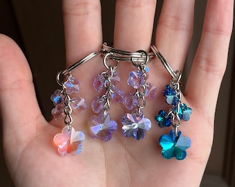 swarovski flower keychain, bag charm, purse charm, luggage charm, wallet charm