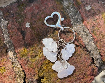 cloud charm keychain, heart clip bag purse accessory