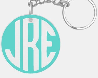 Custom Monogram Acrylic Keychain - Preppy Monogram personalized keychain for bags