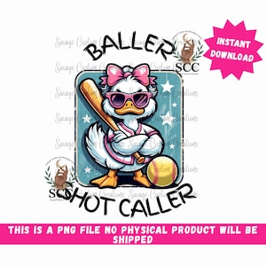 Softball Duck PNG: Sassy Sports Clipart (Digital Download)