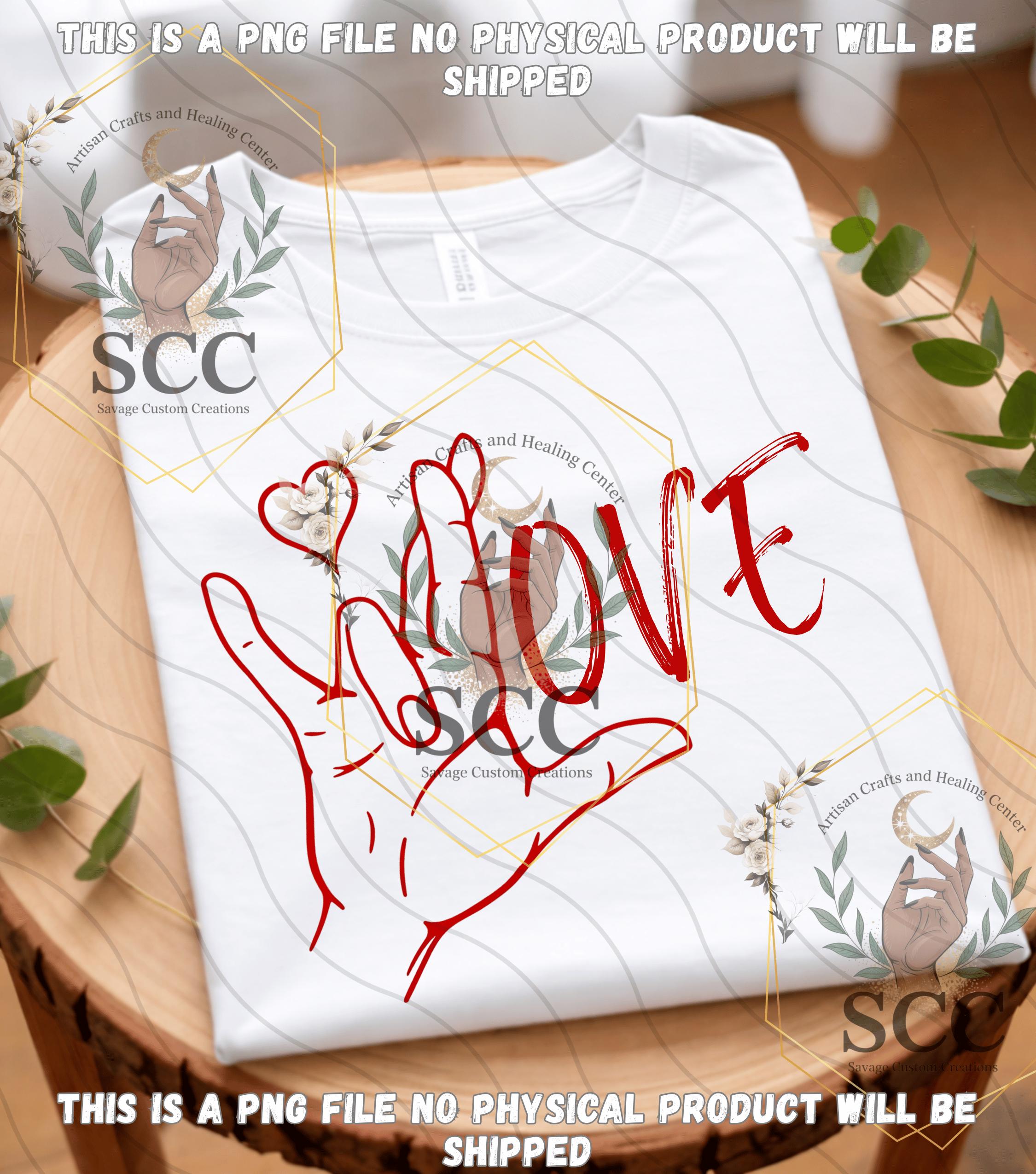 Red ASL Love Hand PNG – American Sign Language I Love You Digital ...
