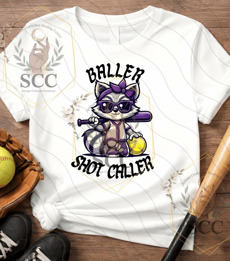 Sassy Purple Softball Raccoon PNG - Funny Sports Animal Clipart - Etsy