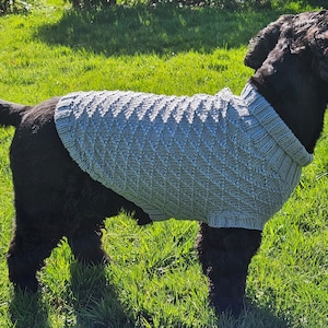 Handknitted Dog's jumper/sweater with Diamond Brocade 48/52cm Chest, Back length 40cm