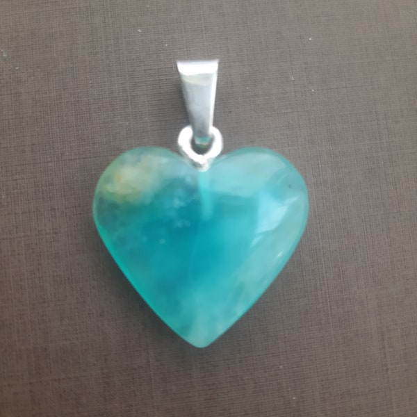 I said, pendant, blue Andean Opal gemstone, heart shape,