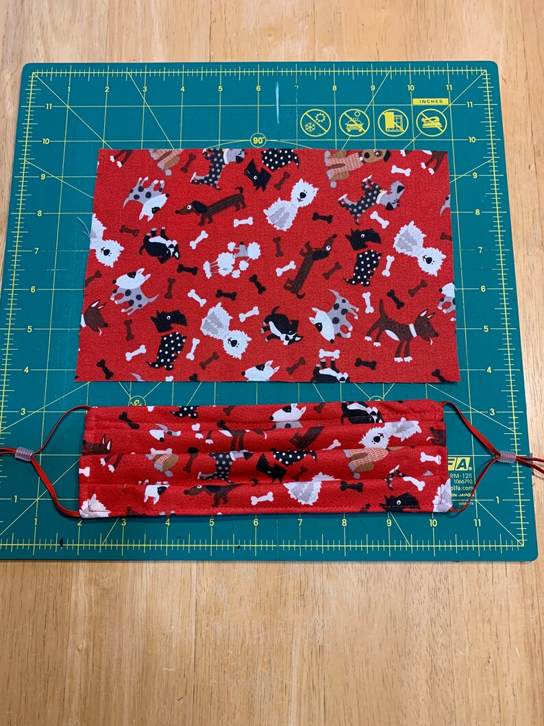Cute Red Dog Face Mask Reversible With Nose Piece 3 Layers Etsy