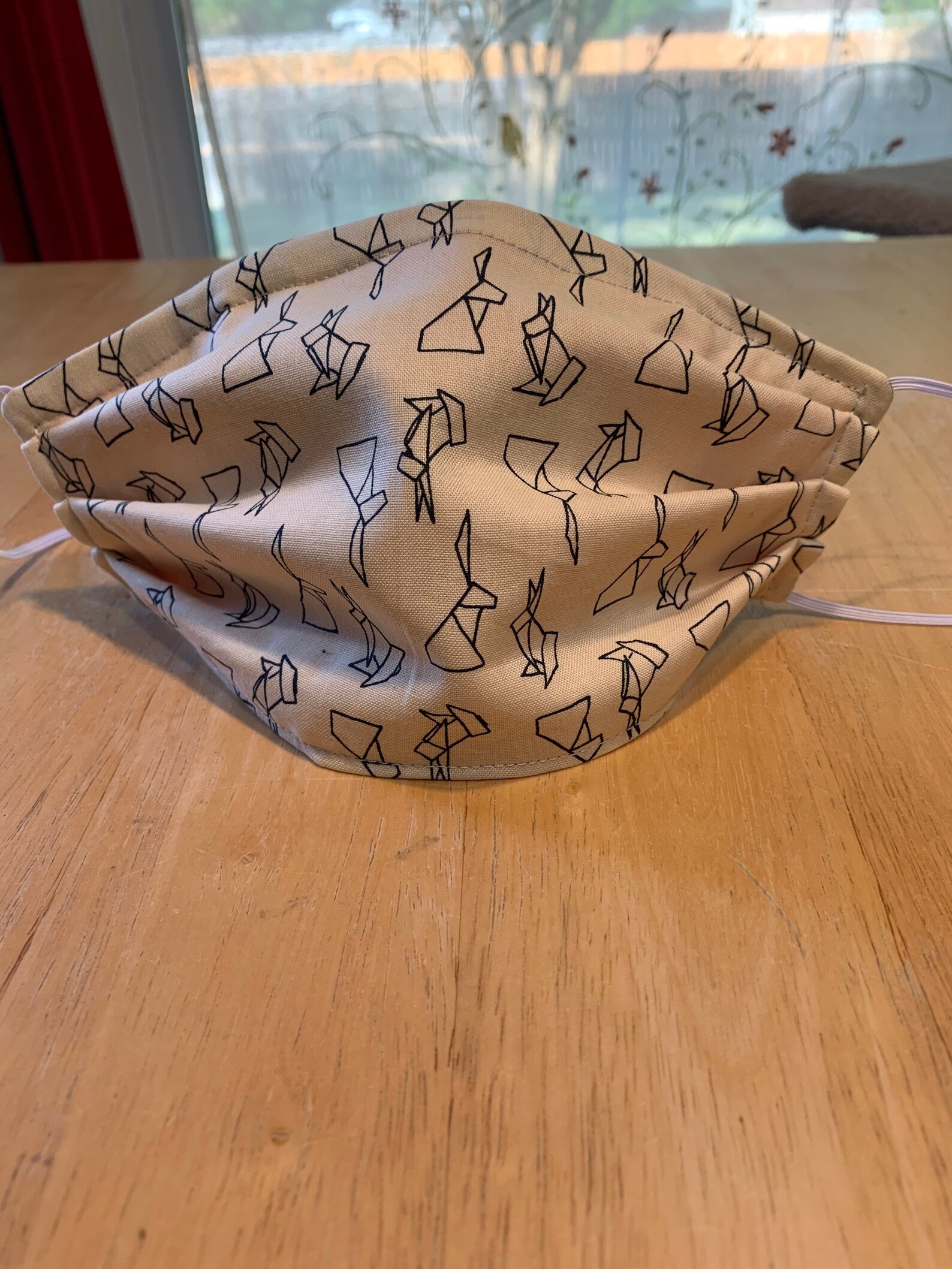 White Origami Rabbit Face Mask Reversible With Nose Piece 3 | Etsy