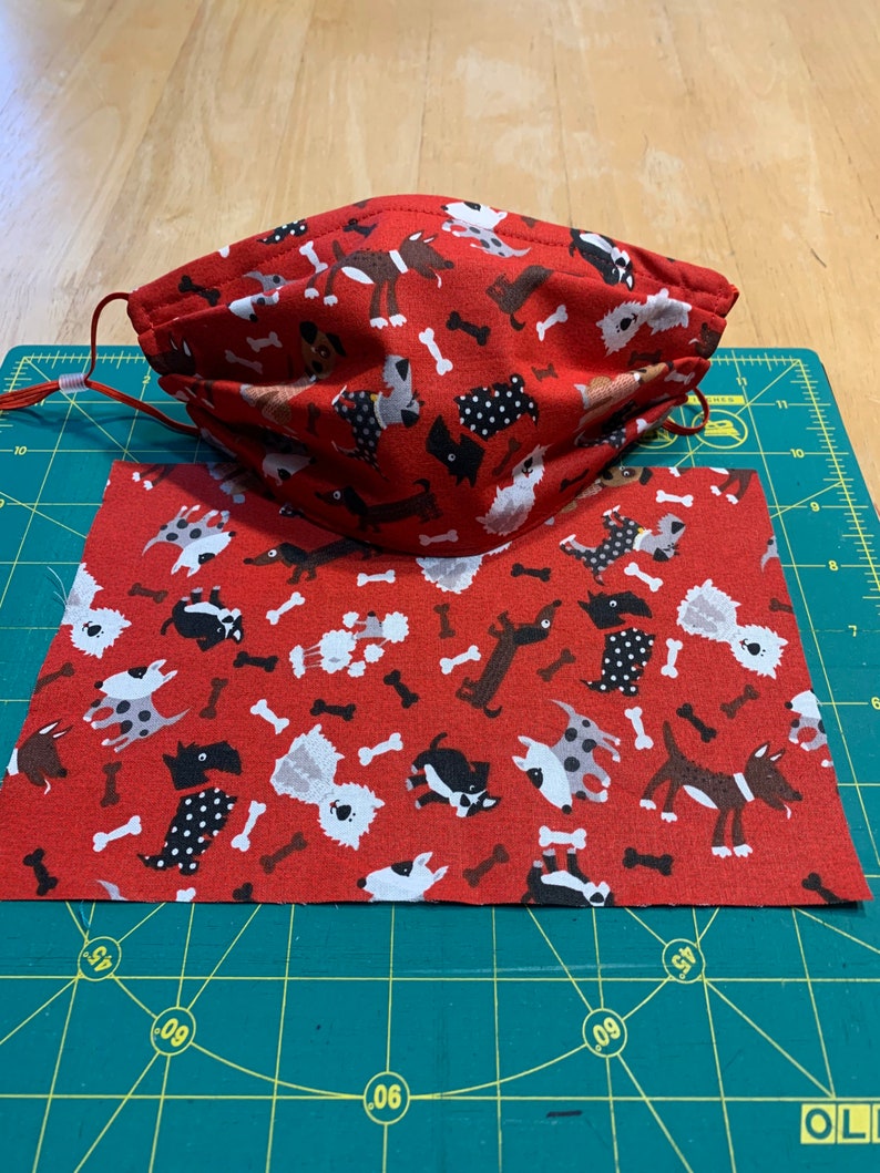 Cute Red Dog Face Mask Reversible With Nose Piece 3 Layers Etsy
