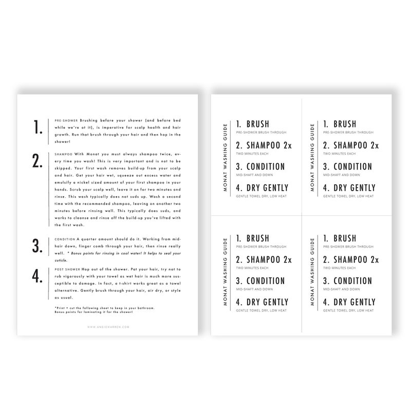 Monat Hair Washing Guide - Etsy