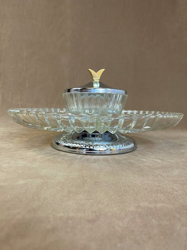 Vintage Crystal Rolling Tray Lazy Susan Etsy