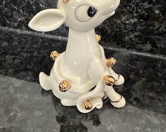 Lenox- Porcelain Rudolph the Red Nose Reindeer with accent gold bells. Ring in the Holiday. Classic 2001.