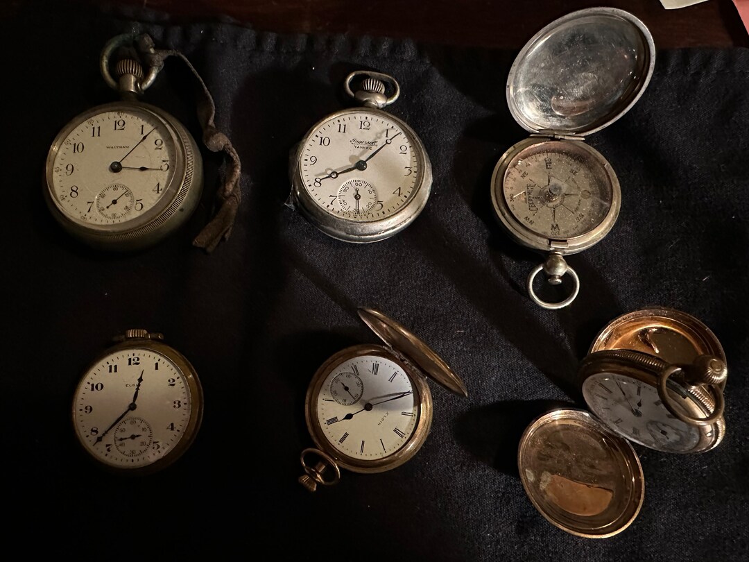 Rare 6 Antique Mens Pocket Watches. Etsy