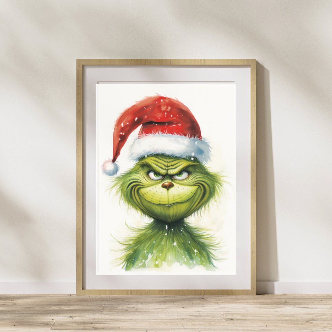 Grinch Prints, Grinch Decor, Christmas Decor, Holiday Decor, Grinch Gifts, Christmas Watercolour