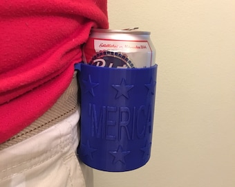 Beer Holster (Merica), Men Gift, 4th of July, Gift for him, Grilling Gift, God Bless America, Beer Gift, Beer Lover, 3D Printed