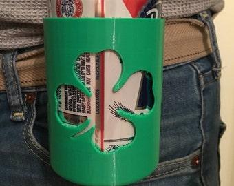 Shamrock Beer Holster Grilling Gift, St Patricks Day, Drink Ware, Men’s BBQ Beer Gift, Beer Caddy for Corona Beer Party