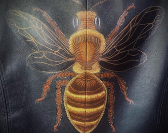 hand painted honey bee leather vest