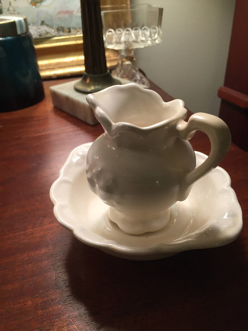 Vintage Small Water pitcher and bowl rustic artwork Made Etsy