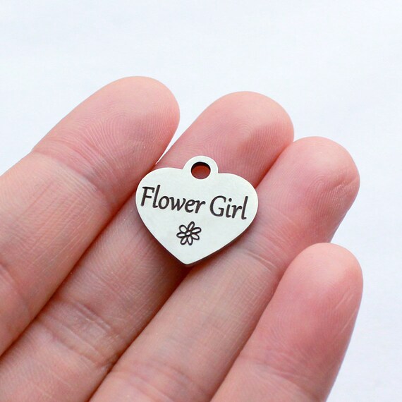 5/10/20pcs Flower Girl Charm Stainless Steel Laser Engraved Etsy