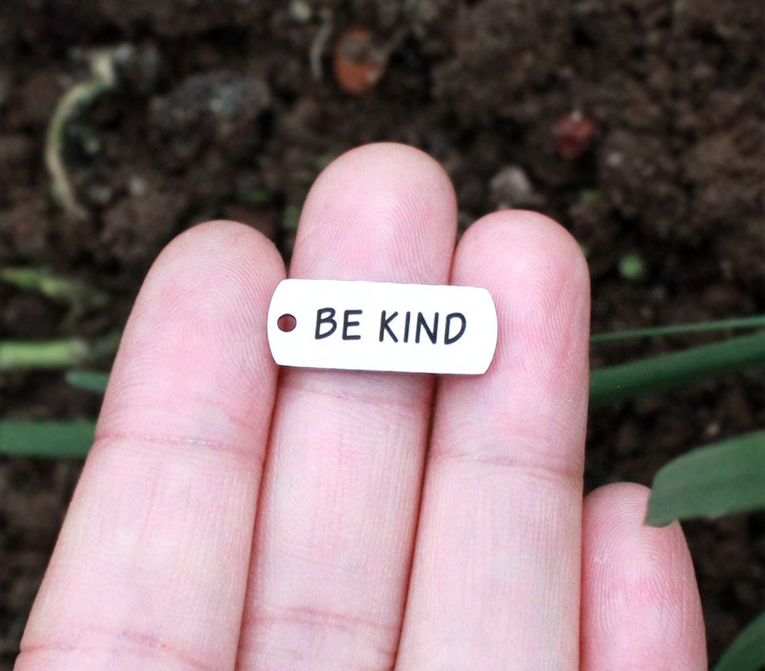 1/5/10pcs Be Kind Charms, Stainless Steel Engraved Rectangle Be Kind Charm Pendant 21x8mm