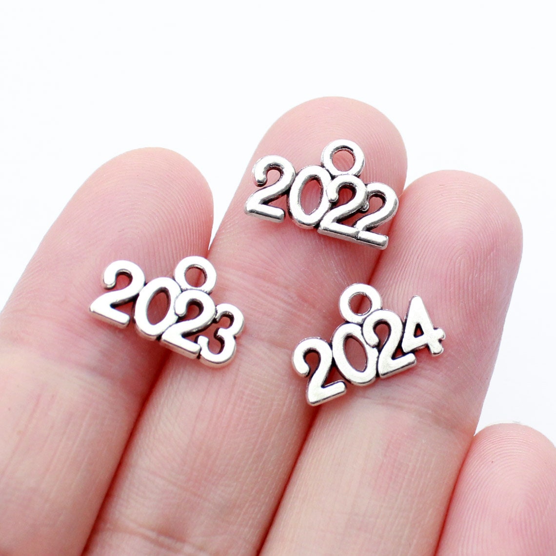 50pcs Year 2022 Charms Antique Silver Year 2023 2024 Charm Etsy