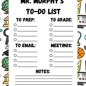 Editable Teacher To-do List|printable Planner for Teachers|prep, Grade ...