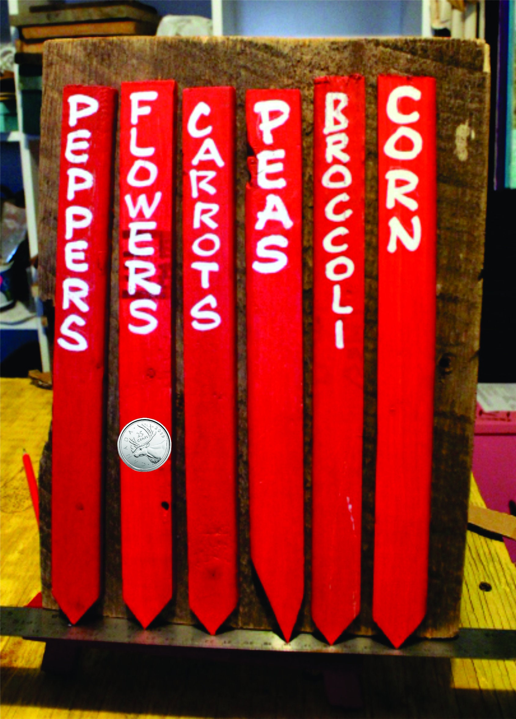 Garden Stakes hand painted wooden large FREE shipping in Etsy