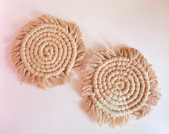 Macrame Coasters - Set of 2 - Drink Coasters - Bohemian Decor - Eclectic - Coasters - Functional Art