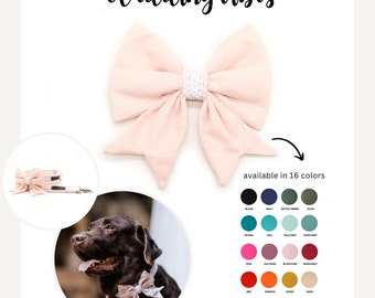 wedding bow for dog collar, navy with white lace, sailor bow, wedding outfit for dog