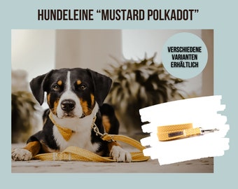 Dog leash mustard polkadot, city leash or adjustable dog leash, handmade leash for dogs, yellow dots