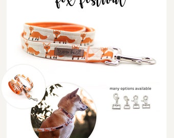 Dog leash with foxes, leash for dogs with fox motif, dog leash made of fabric and webbing, fox leash for dogs, handmade dog leash