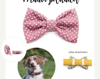 Dog bow tie old rose polkadot, bow tie for dog collar, mauve dots, bow tie for dogs