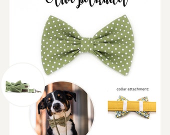 Dog bow tie olive polkadot, bow tie for dog collar, olive green dots, bow tie for dogs