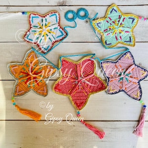 Crochet star pattern, crochet star, crochet Christmas decoration, crochet poinsettia
