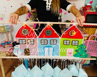 Crochet pattern for an Advent calendar, Christmas crochet PDF, DIY crochet Advent calendar, sustainable crochet Christmas decorations, German and English