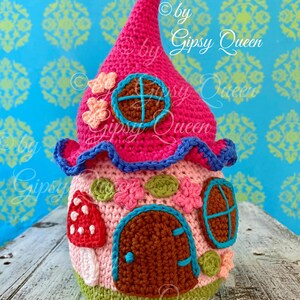 Crochet pattern for a fairy house doorstop – enchanting crocheted house, decorative house, crochet fairy house, crochet doorstop, children's room decor image 13