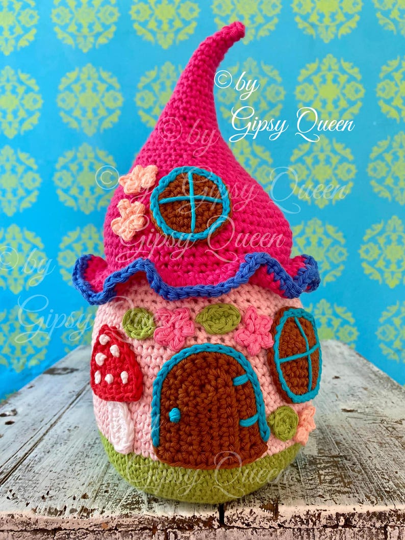 Crochet pattern for a fairy house doorstop – enchanting crocheted house, decorative house, crochet fairy house, crochet doorstop, children's room decor image 13