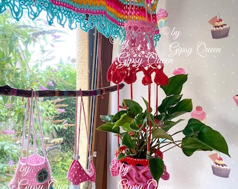 Patrón de crochet para cesta colgante Boho – Patrón PDF para macetero colgante inspirado en macramé