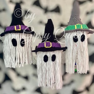 Gehäkelte Halloween Geister "Hubert Hu Hu" mit Hexenhut und Lichterkette, DIY Häkelanleitung Deko Halloween