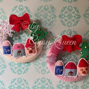 Schema all'uncinetto per una ghirlanda di Natale, ghirlanda di Natale all'uncinetto, decorazioni natalizie all'uncinetto, decorazioni dell'Avvento all'uncinetto, ghirlanda per porte all'uncinetto