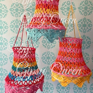 Crochet Pattern Lamp Aloha - DIY Summer Lamp Crochet PDF Instructions Good-Mood Decoration, Boho Lighting