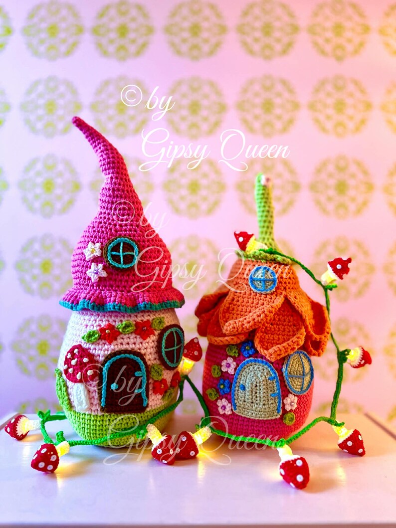 Crochet pattern for a fairy house doorstop – enchanting crocheted house, decorative house, crochet fairy house, crochet doorstop, children's room decor image 15